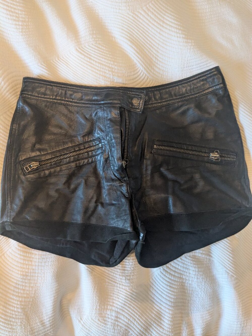 BLAKE Real Leather Moto Shorts – XS
